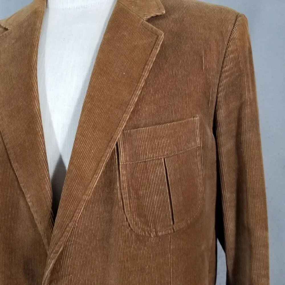 Brad Whitney sport coat jacket men's 46L‎ brown corduroy vintage cotton